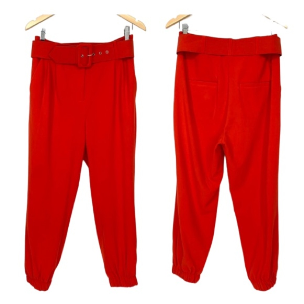 Retro New York & Company Deep Orange Belted High Rise Slim Ankle Pants Joggers